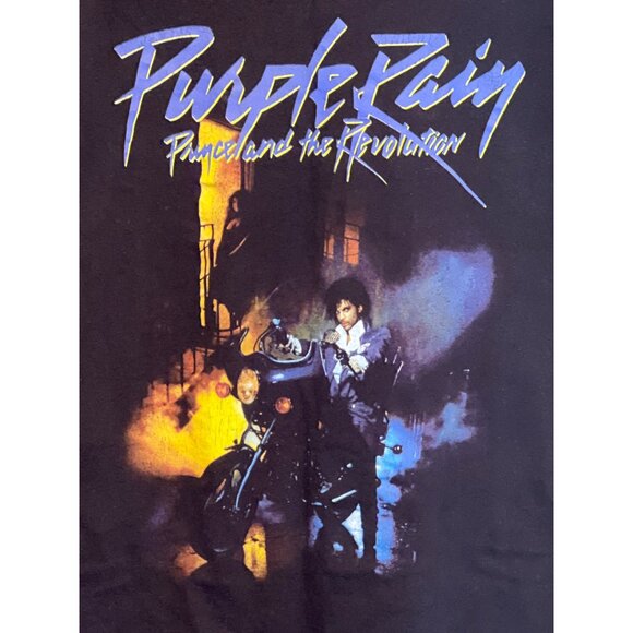 Prince Purple Rain Band Graphic T-Shirt Black Short Sleeve Crew Neck Size L - Picture 7 of 8